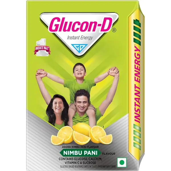 Glucon-D with Glucose, Calcium, Vitamin C & Sucrose | Flavour Nimbu Pani